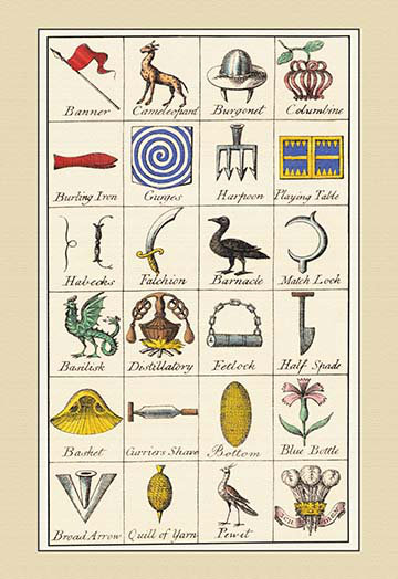 « héraldiques symbols », cameleopard et al.» par hugh clark, reproduction d’art, H 42 po x l 28 po