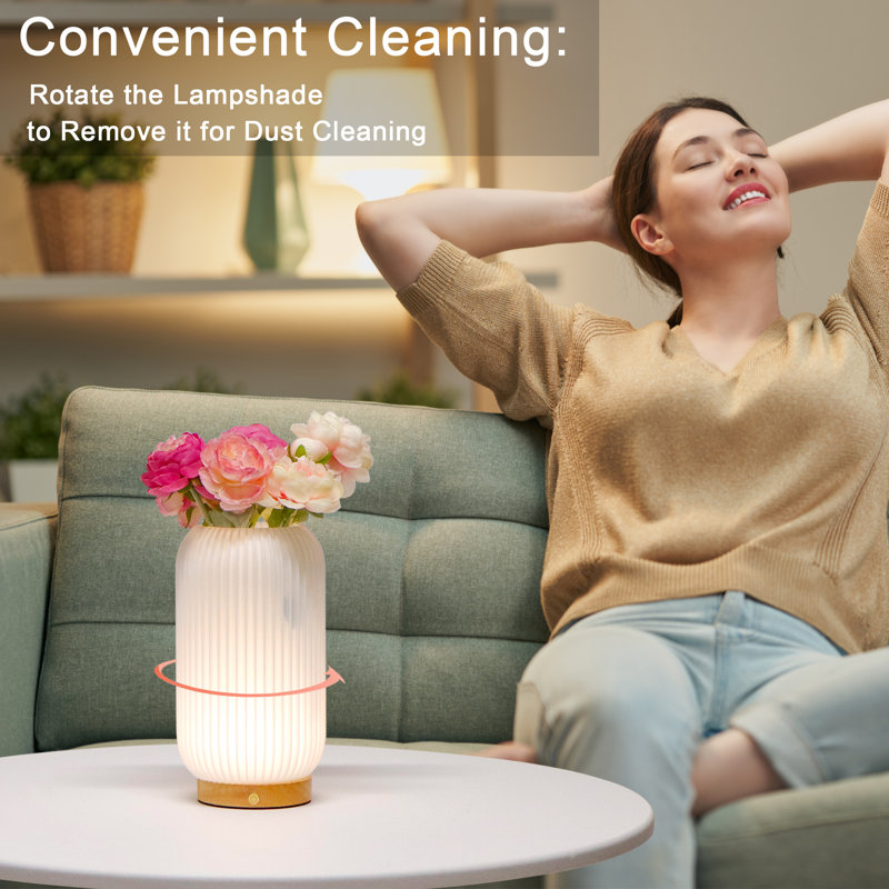 Ebern Designs 3-color Light Source Dimmable Touch Bedside Lamp