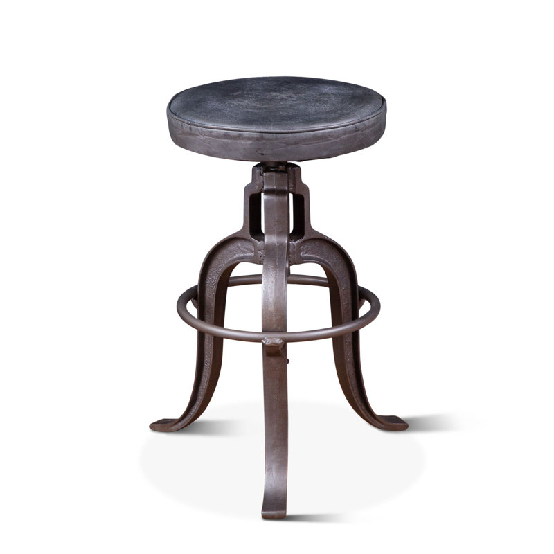 Wellington Upholstered Adjustable Stool with Metal Frame, Ebony