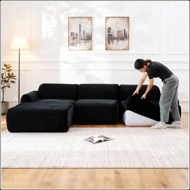 105.1 " Corduroy L-Shaped Sectional