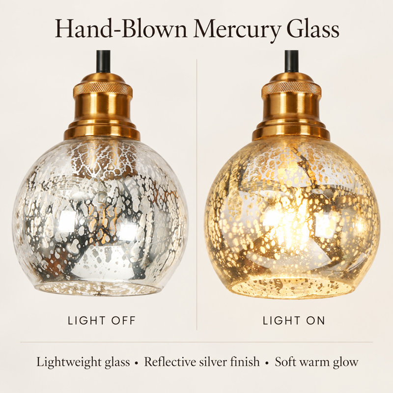 5-Light Modern Dimmable Mercury Glass Chandelier