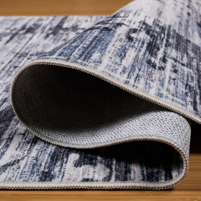 Tapis d'intérieur lavable en machine HGTV Everyday Chic, Gris, Rectangulaire 6 pi x 9 pi