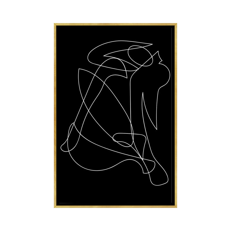 Silhouette déconstruite par Mambo art studio-impression, Pas de tapis, H 60 po x l 40po x P 1,5 po, Toile encadrée d'or