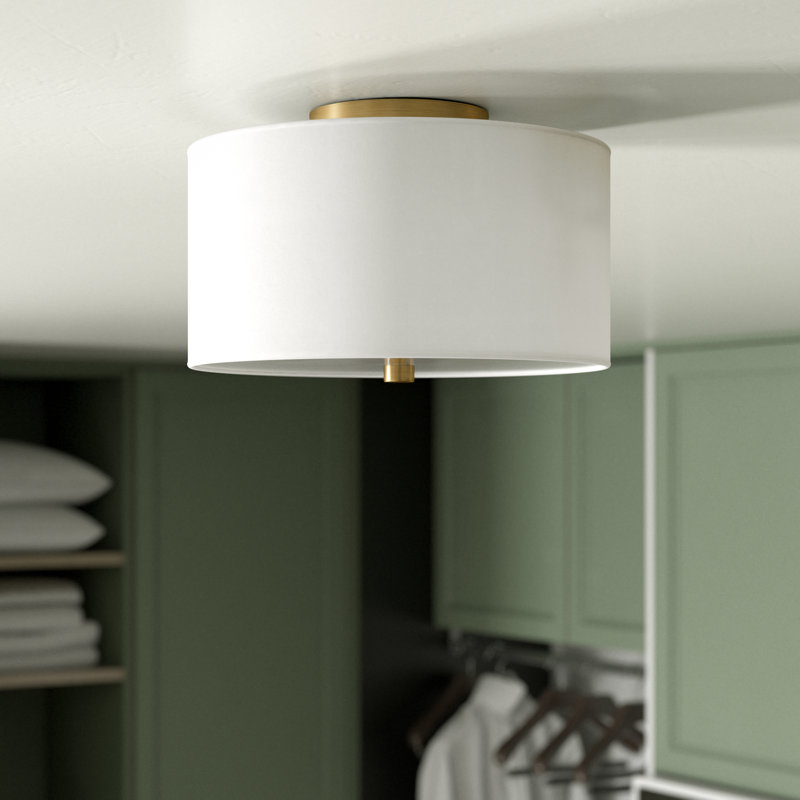 Plafonnier semi-encastré 1 lumière Ellis, Doré, H 9,6 po x l 12 po x P 12 po
