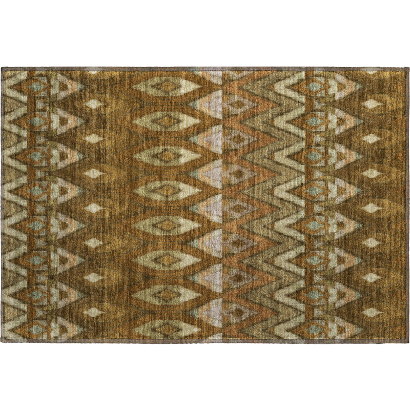 Premium Machine Washable Cerrito Brown Rug, Rectangle 1'8" x 2'6"
