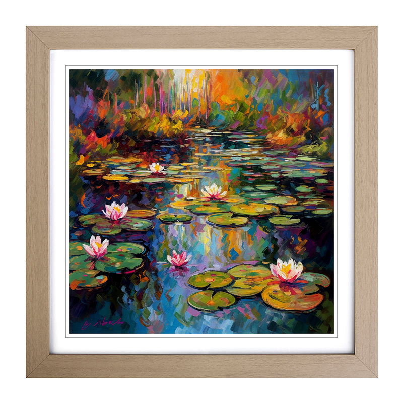 Water Lily Pond Fauvism - Framed Print, Oak