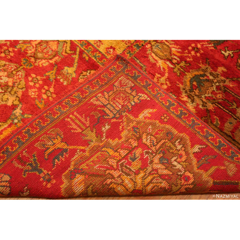 Grand tapis Oushak turc riche de couleur rouge rustique