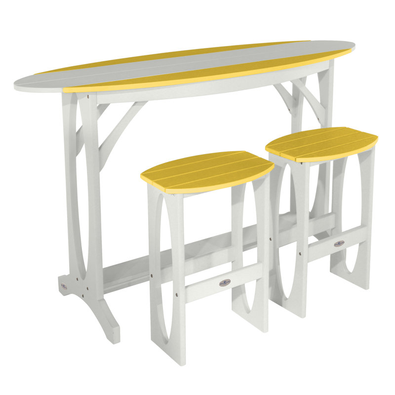 Ensemble de balcon à hauteur de bar 3 pièces Shoreline, Blanc / jaune rayon de soleil