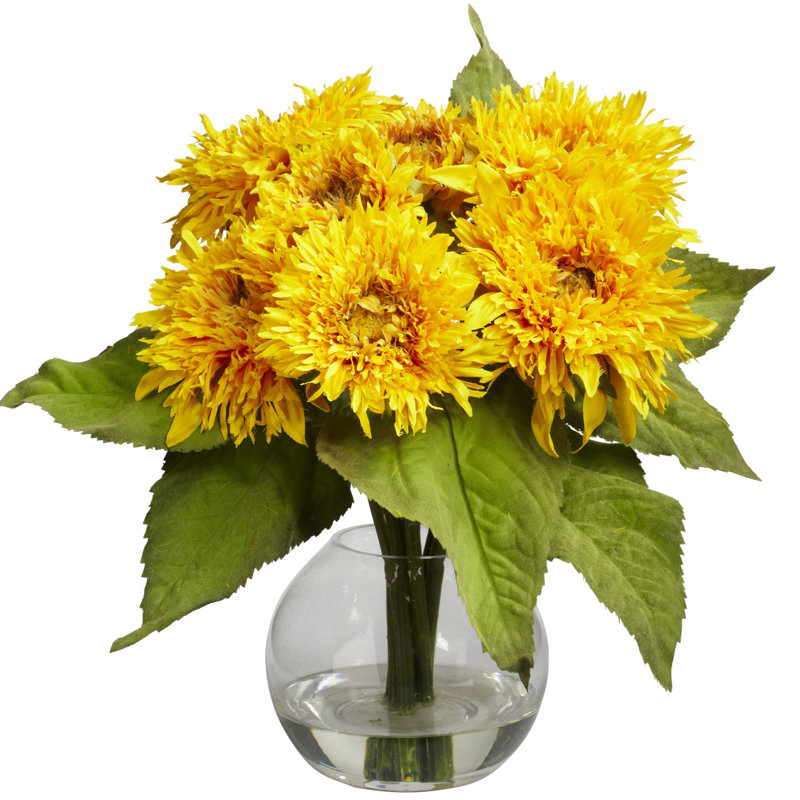 Arrangement floral tournesols dorés dans un vase