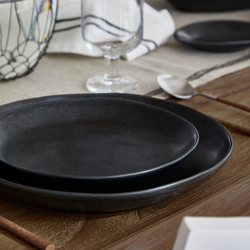 Livia Stoneware Dinner Plate, Matte Black