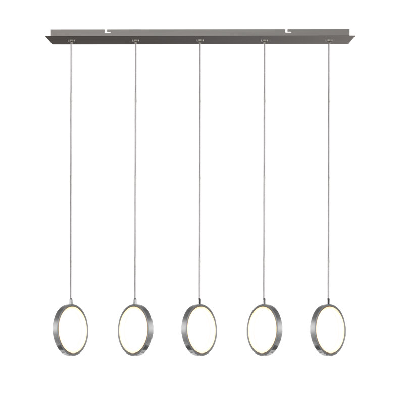 Luminaire suspendu géométrique à DEL 5 lumières Lauri, Nickel, 7,5 po
