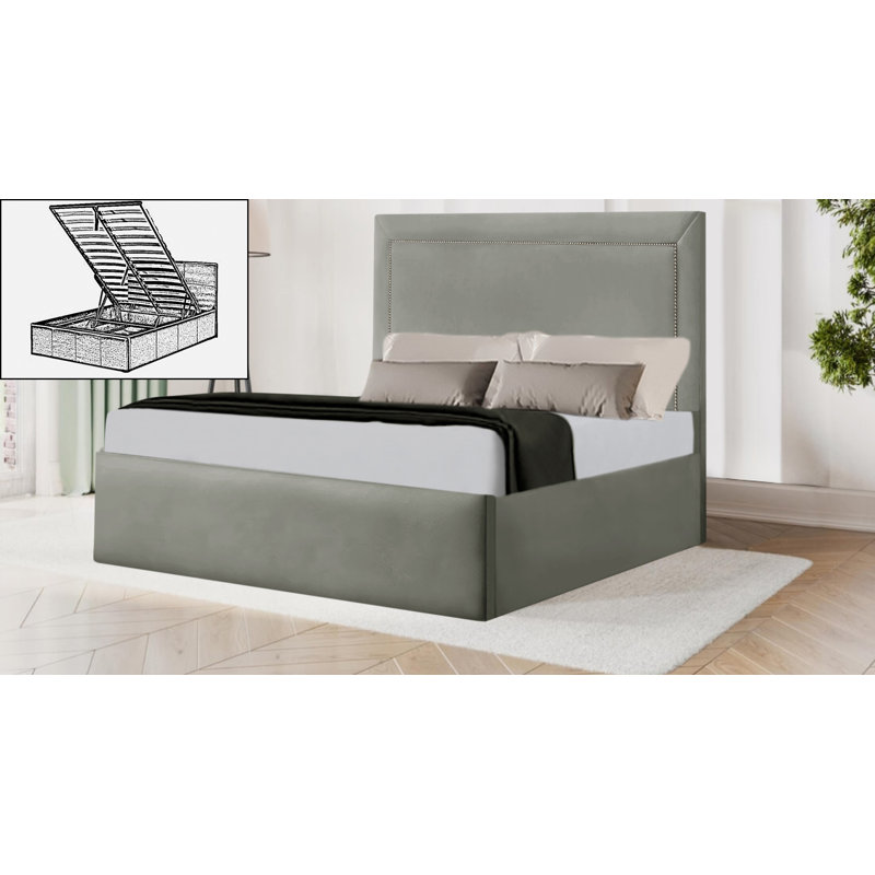 Barlas Upholstered Ottoman Storage Bed, Small Double (4'), White