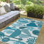 Tapis floral tissé à la machine en chenille bleu / blanc-77472979