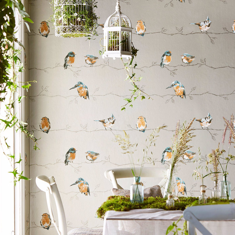 Perisco Wallpaper, Coral/Lemon