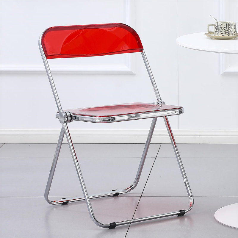 Luxury Modern Acrylic Folding Chair Transparent Chairs-Ghost Stackable Crystal Folding Chair-PC Plastic Living Room Seat-Chrome Frame And Foldable Acrylic Chair