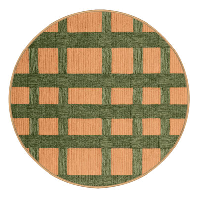 Machine Washable Checkered Brown Area Rug