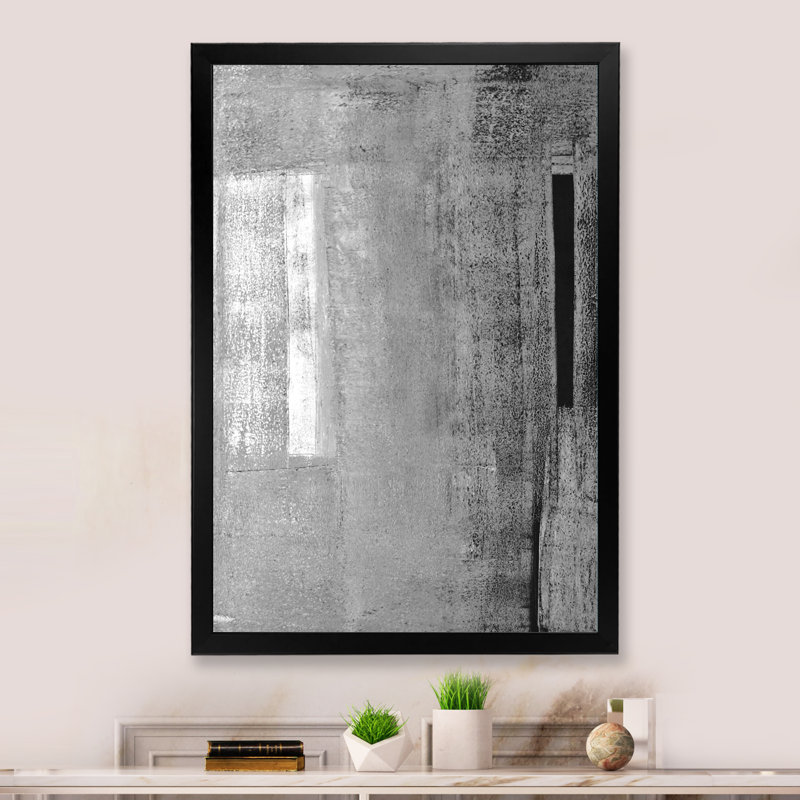 Art moderne gris et bleu II 2FDP47789, Toile encadrée noire, H 20 po x l 12 po x P 1 po