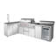 Îlot de cuisine extérieur 95,8 pouces 6 + 1 brûleur barbecue au gaz propane 95 500 BTU acier inoxydable 304 couleur argent avec CSA, certification ETL + évier + réfrigérateur + table de bar