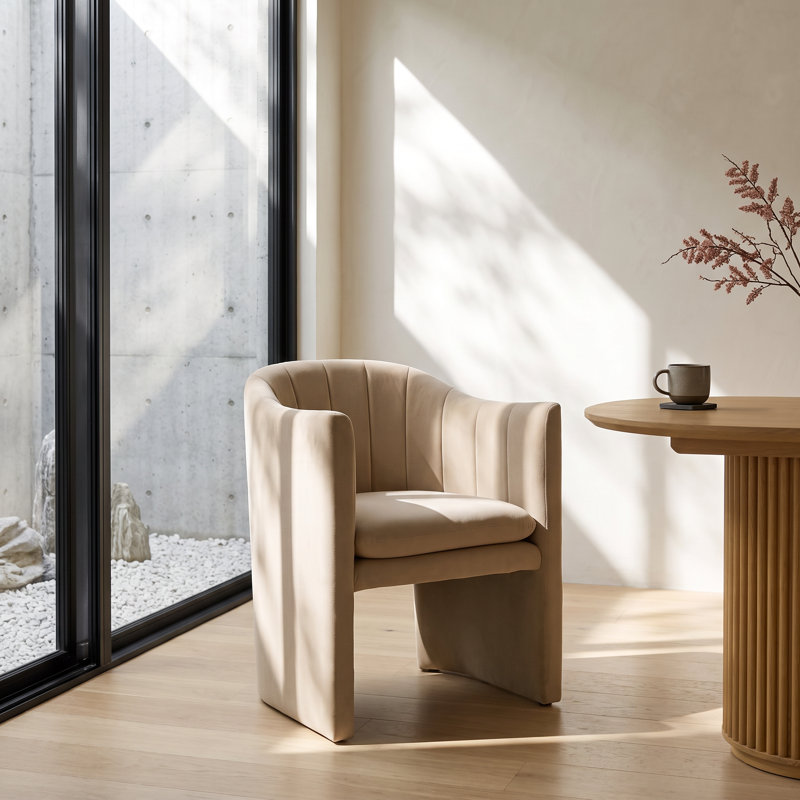 Fauteuil en velours Kidman, Velours beige