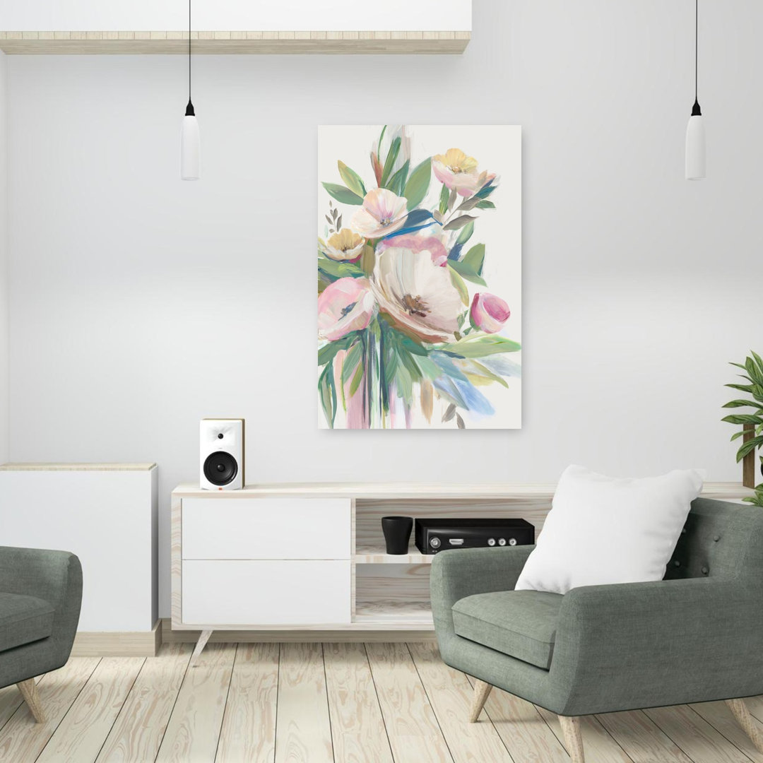 Blooming Pastel Bouquet Delight I Delicate Vibrant Nature Flower Wall Art Print