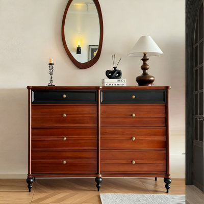 Armoire d'appoint en bois massif noir et noyer