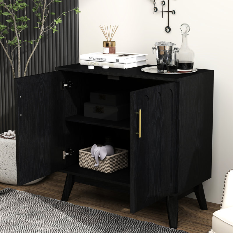 Chisholm Spacious Fluted Sideboard With Solid Wood Legs & Functional Storage - Kitchen Mid Century Modern Cabinet Ample Space Living Room