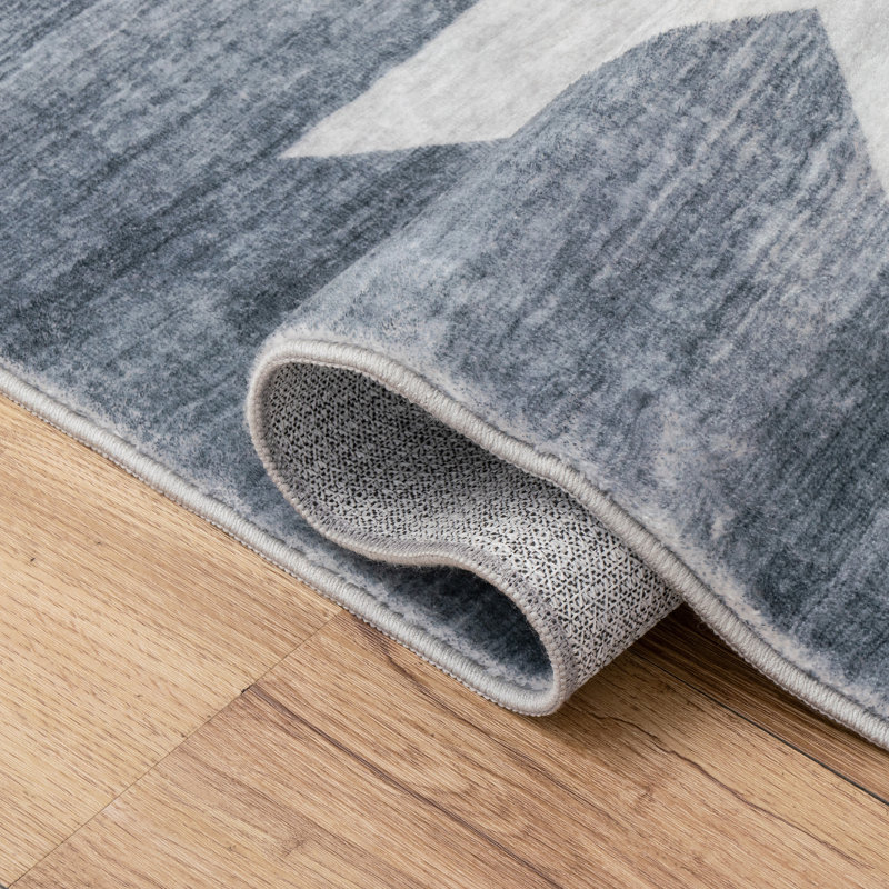 Tapis antidérapant Peyton Minimalist, Blue Gray/Cream, Rectangle de 5 pi x 8 pi