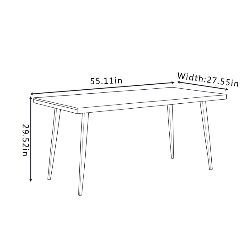Light luxury solid wood dining table, 29.52"H x 55.11"L x 27.55"W