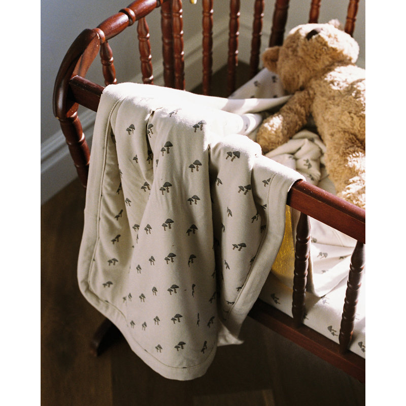 Mushroom - Luxury Soft Plush Backing & Turkish Cotton Jersey Print, Double Layered, 30" x 40" Baby Blanket