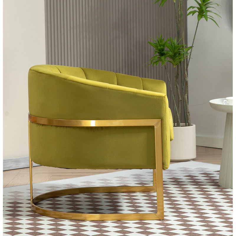 Fauteuil en velours doré, Vert olive
