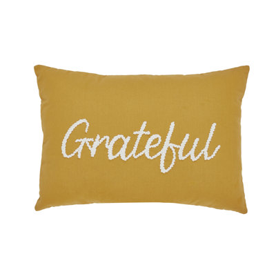 Sentiment Grateful 14" x 20" Embroidered Cotton Decorative Pillow