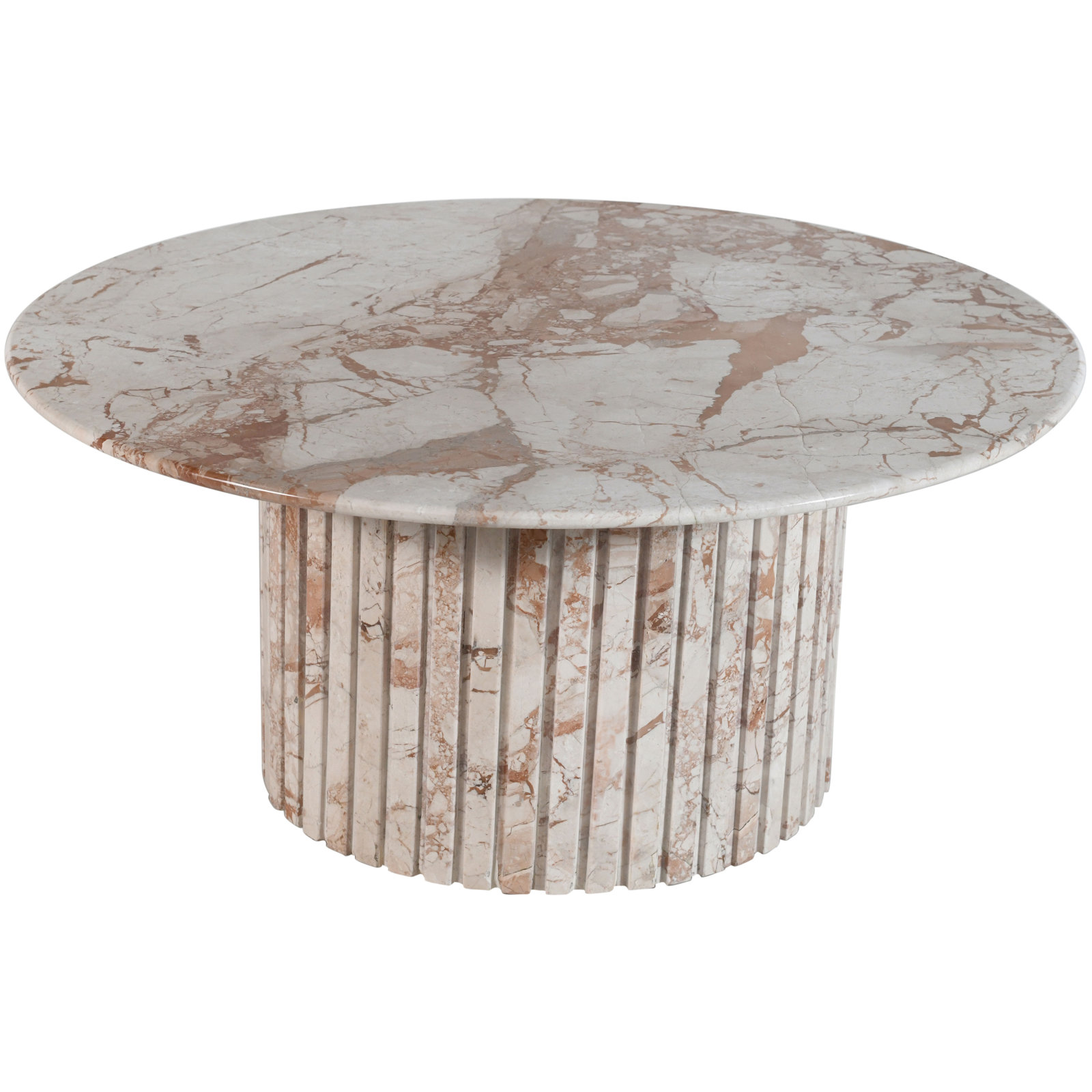 Genoa 36" Genuine Marble Coffee Table, Cream Marble