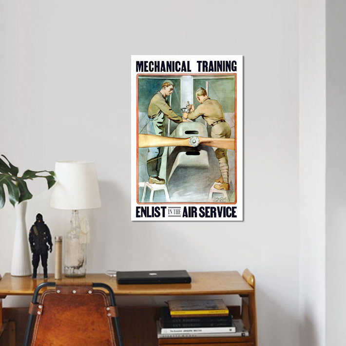 «Première affiche de la Première Guerre mondiale travaillant sur un avion», affiche vintage sur toile, Toile tendue