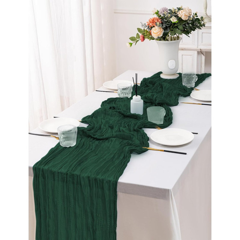Chemin de table Cheesecloth - Vert émeraude - Boho