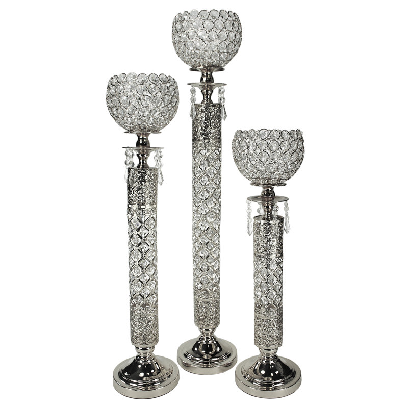 Ensemble de ouragans en verre 3 pièces, Chrome