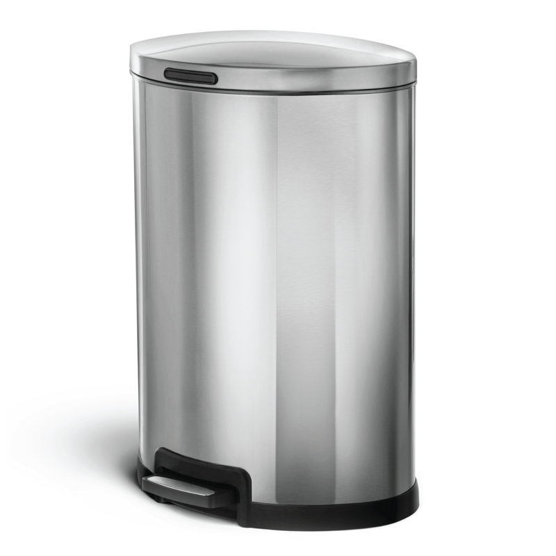 Poubelle de cuisine semi-ronde en acier inoxydable avec pédale et couvercle à fermeture en douceur 12 gallons Home Zone Living