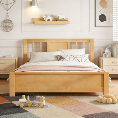 Twin Size Platform Bed Frame with Headboard, Solid Wood