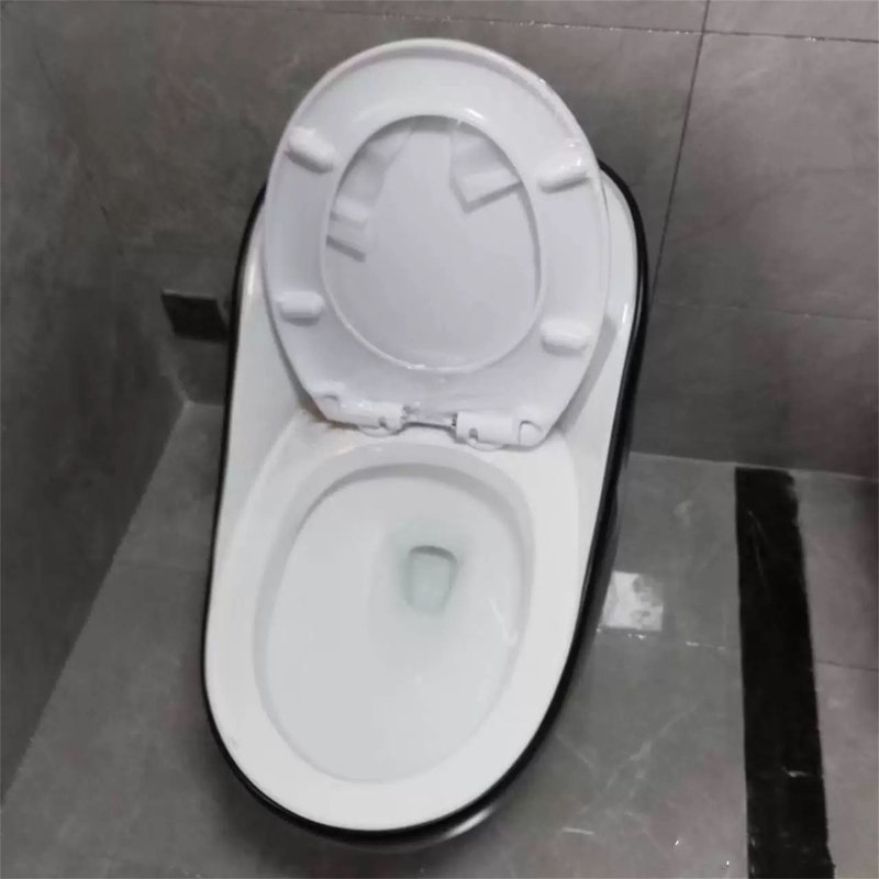 Toilettes allongées silencieuses et anti-odeur 1,84 gallons Gpf (siège inclus), Noir / blanc