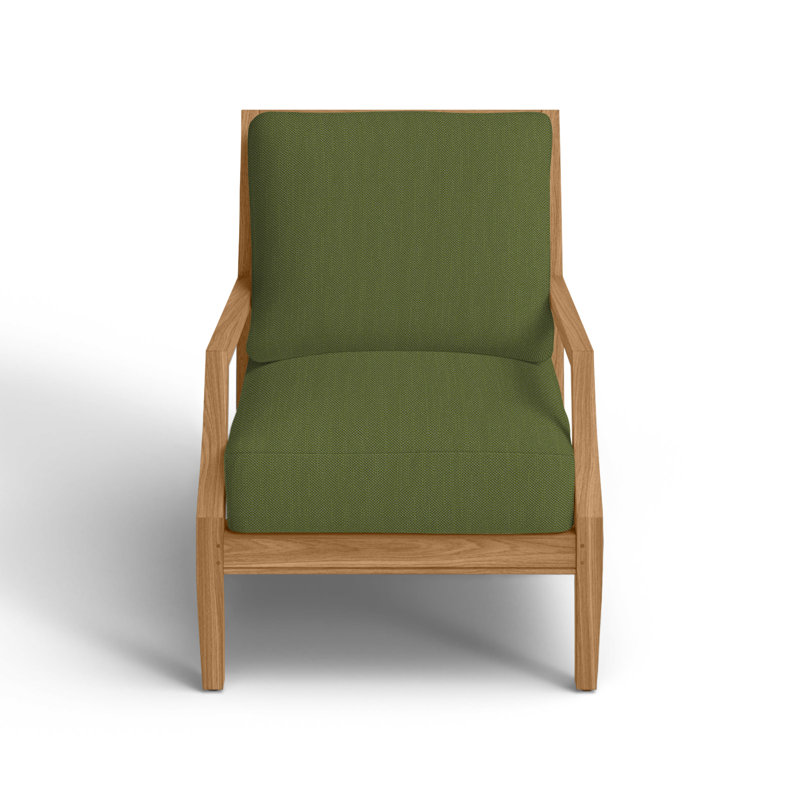 Haley Teak Lounge Chair - Natural Teak, Natural Teak, No welt + Standard fill, Linen Forest