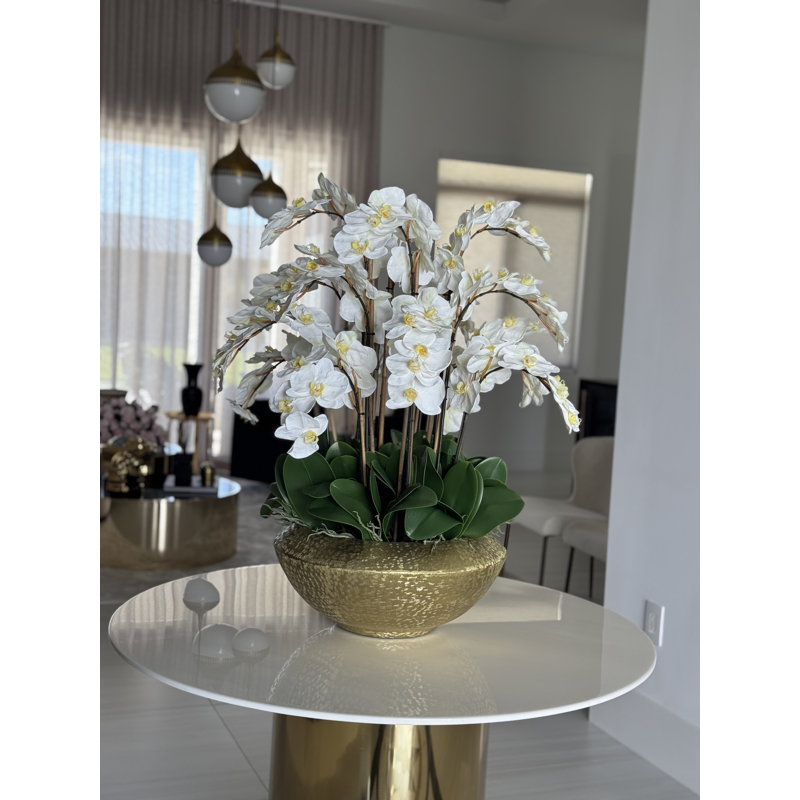 Blaze Bowl With Phalaenopsis Orchids, White