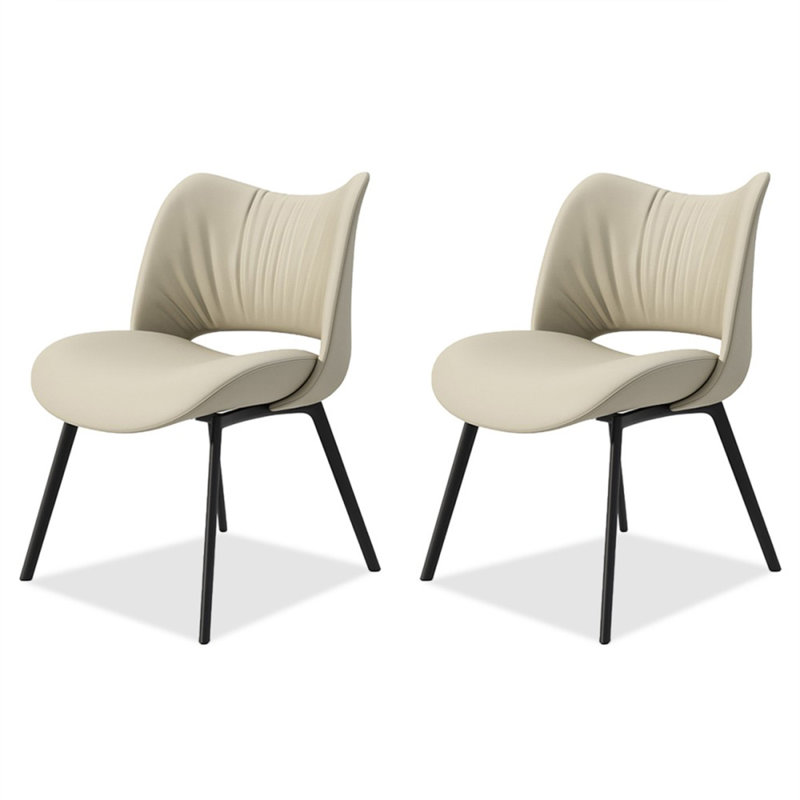 Chaise d'appoint à dossier solide (ensemble de 2), Beige