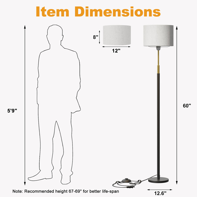 Lampe sur pied 60 po Avrill