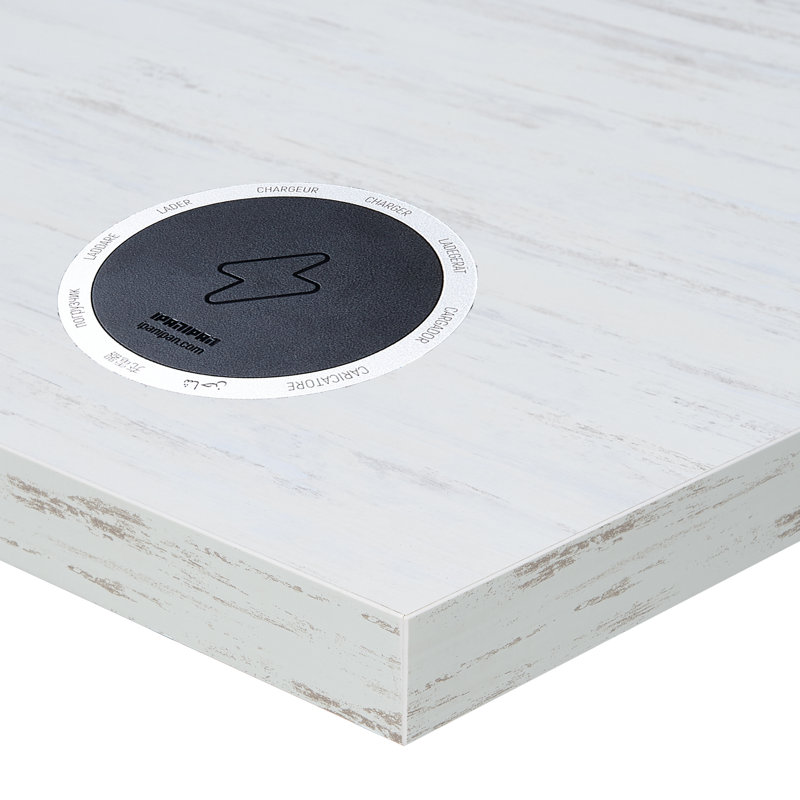 Plateau de table Relic - Mélamine PVC auto-rebord - avec 2 chargeurs sans fil à paquet plat + USB-A et USB-C - installé