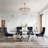 Glass Top Metal Base Dining Table With 4 Velvet Dining Chairs,5 - Piece Pedestal Dining Set-106913230-106913231