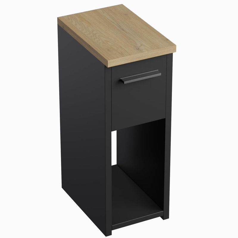 20cm W Manufactured Wood Bedside Table, Black/Brown