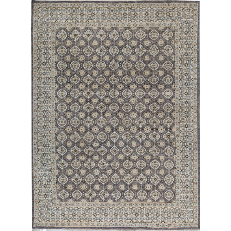 Tapis gris de haute qualité noué à la main