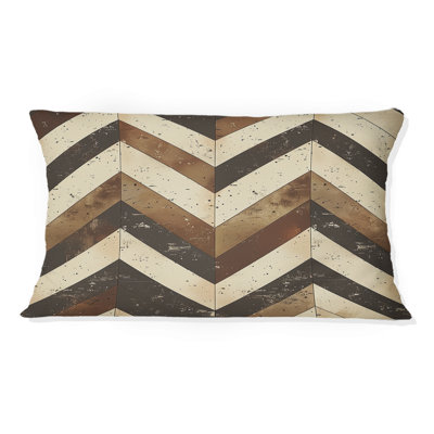 Coussin lombaire brun à chevrons Glam Print IV - Mid-Century