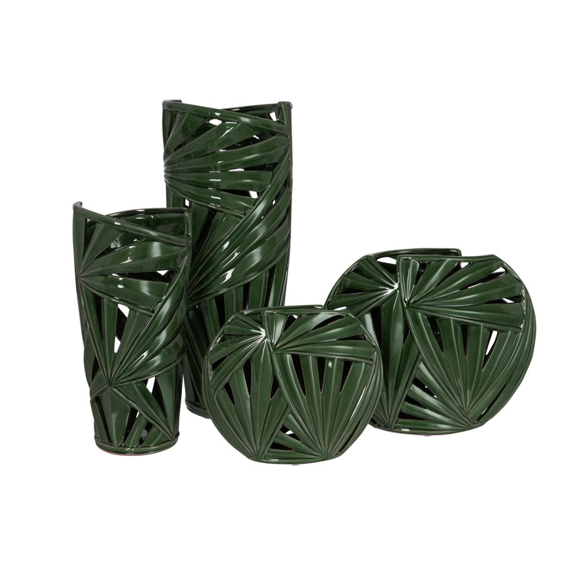 shelley Jar 1, 24cm H x 29cm W x 10cm D, Green