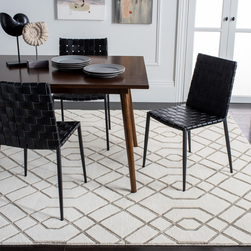 Tibetan White Geometric Rug, Rectangle 9' x 12'
