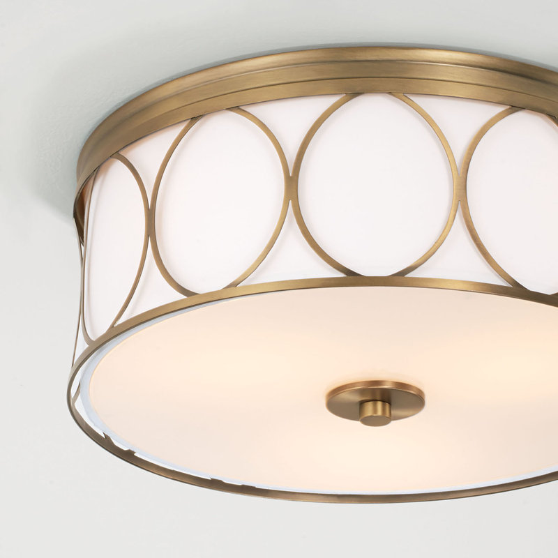 Heywood Cotton / Cotton Blend Flush Mount, Aged Brass